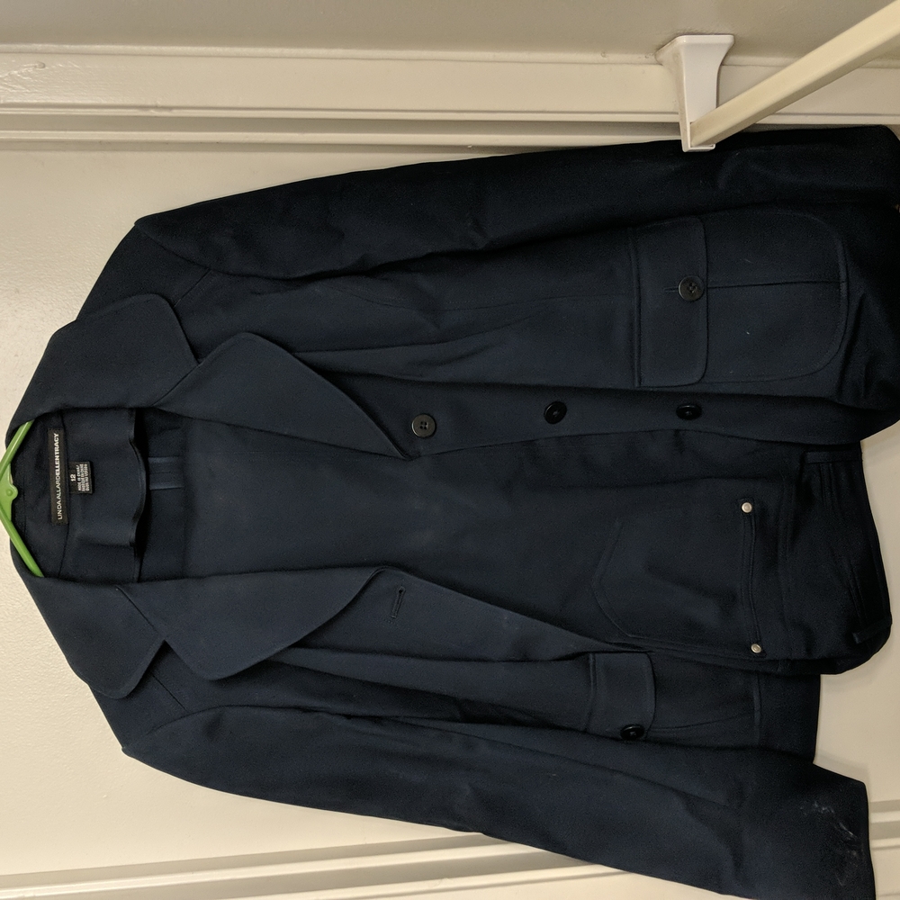 Linda Allard Ellen Tracy size 12 navy blue pants suit thick material new